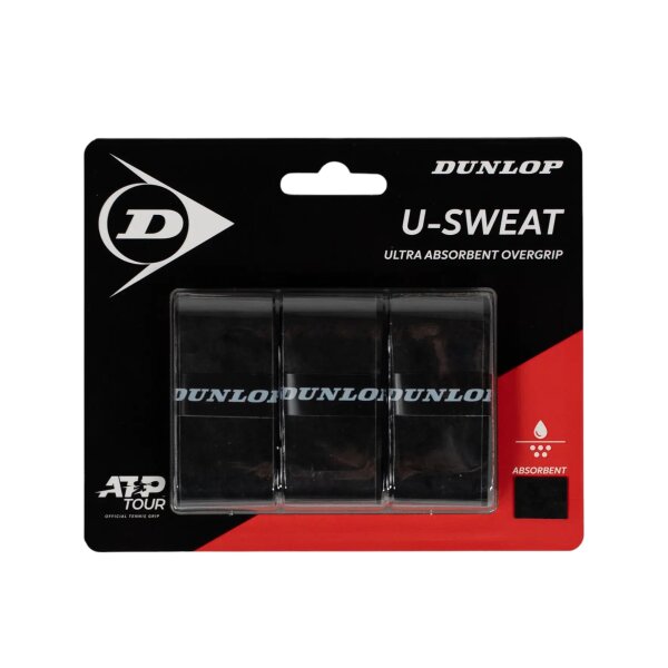 DUNLOP U-SWEAT OVERGRIP BLACK 3PCS