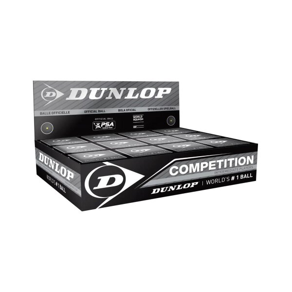 DUNLOP COMPETITION SQUASH BALL 12PCS - SINGLE YELLOW DOT